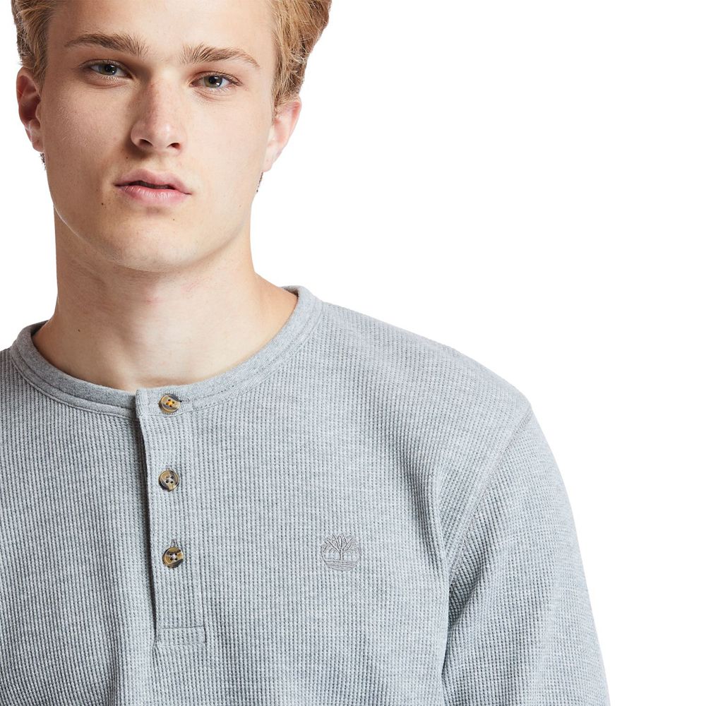 Camisa Masculino - Timberland Wharf River Waffle-Knit Henley - MKHEF3512 - Cinzentas